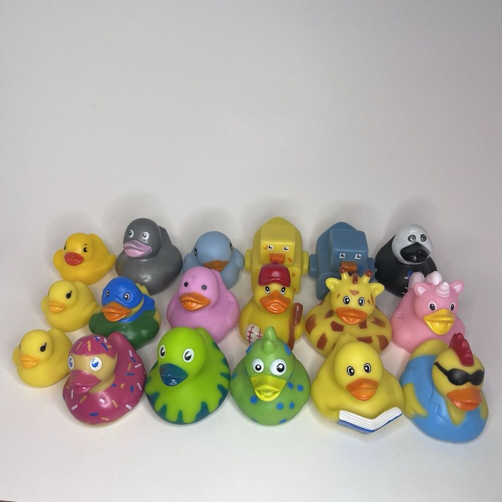 Rubber Duck Lot of 18 Collectible Figurines Assorted Multi-Color
